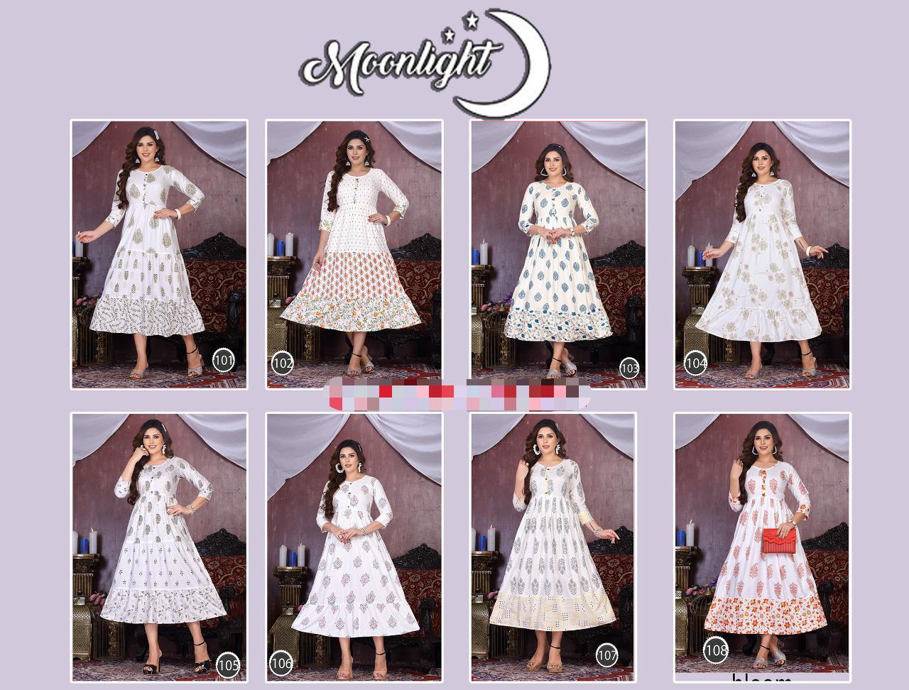 White Moon Designer Rayon Wholesale Anaraklai Kurti Collection 